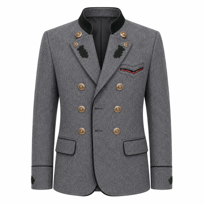 Alpine Dark Gray Wool Trachten Jacket