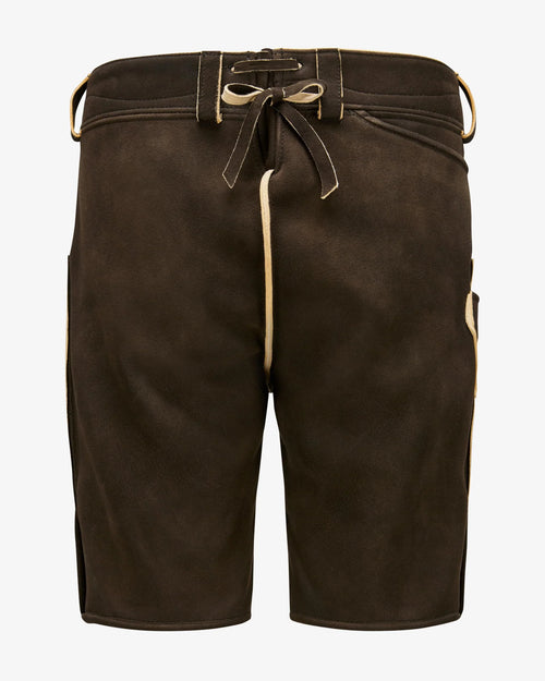Brown shorts with a belt on a white background