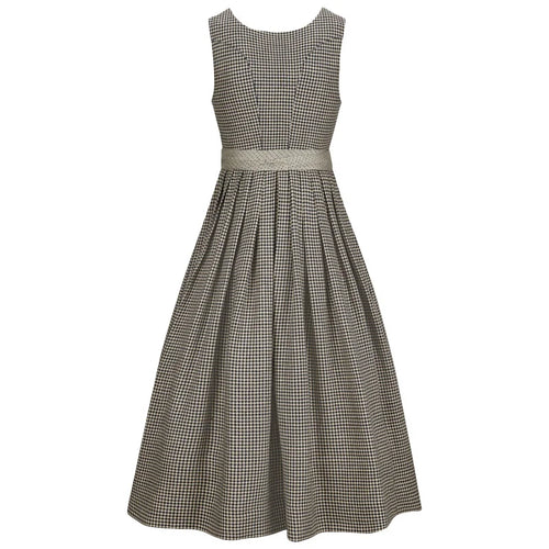 Checkered dress with a belt on a white background