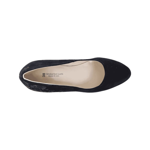 Premium Black Dirndl Shoes With Embroidery