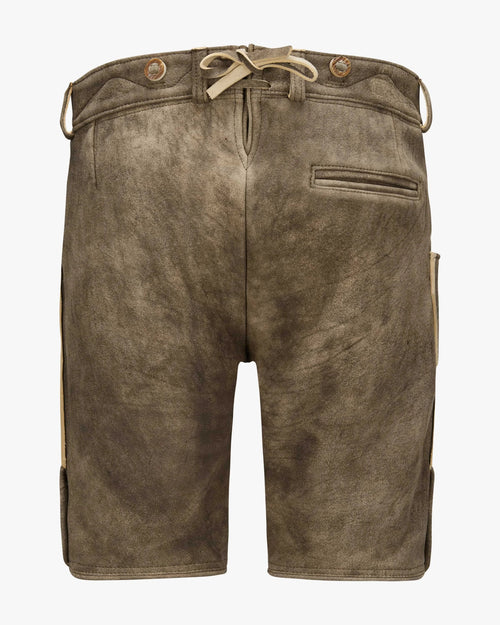 Brown shorts with a drawstring on a white background