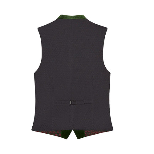 Black vest with green trim on a white background