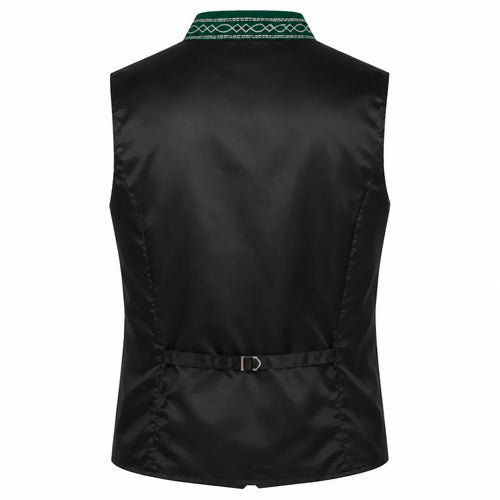Men's Traditional Brown Trachten Vest with Green Trim