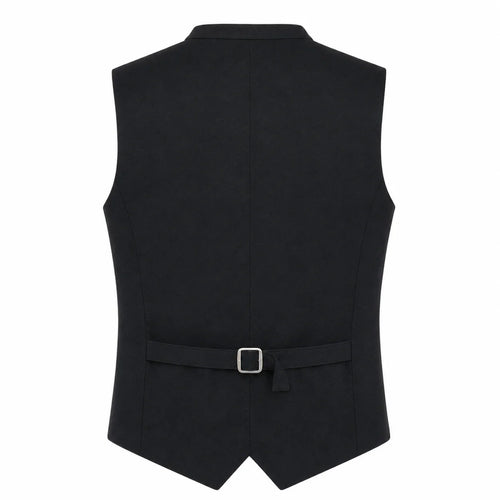 Men's Navy Blue Suede Trachten Vest with Charcoal Collar