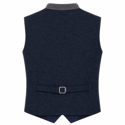 Men's Navy Blue Trachten Vest with Gray Trim