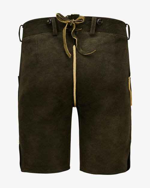 Brown shorts with a drawstring on a white background