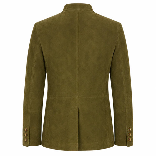 Olive Suede Leather Mens Bavarian Jacket