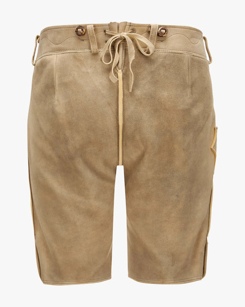 Beige shorts with drawstring on a white background