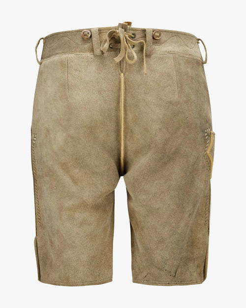 Beige shorts with a drawstring on a white background